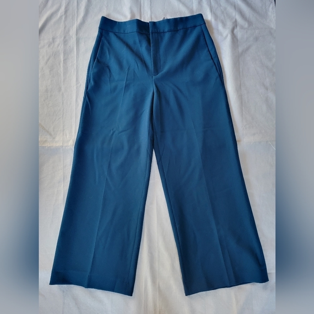 Zara Women's Deep Blue Trousers Panst Wide Leg Size L